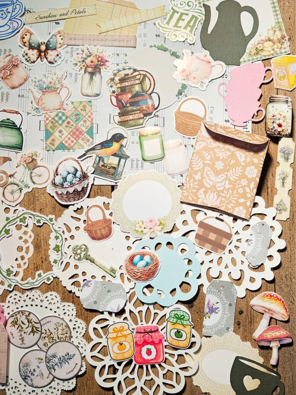 Mystery Cottagecore Theme Papercraft Ephemera Kit, Cute Tags & Stickers - Picture 3 of 5